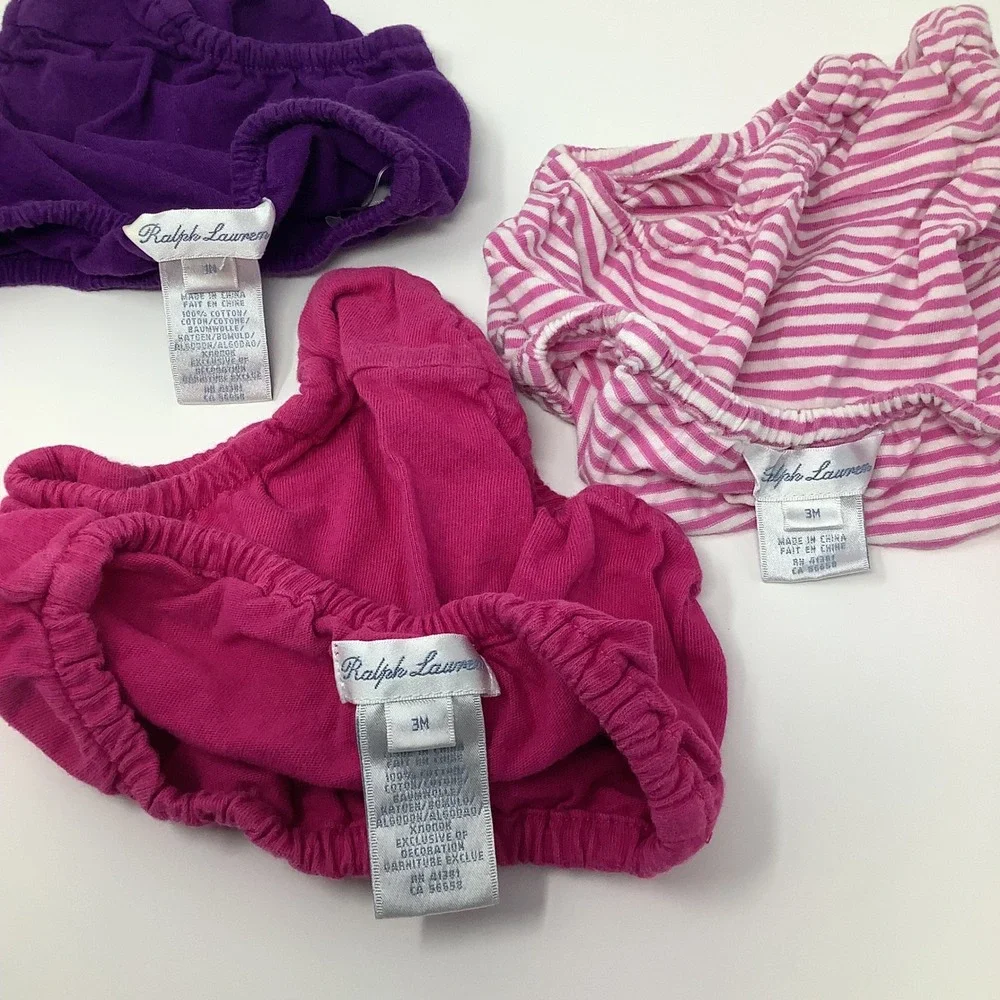 Ralph Lauren Baby Bloomers Shorts Girls‎ 3m Diaper Cover Set Multicolor Cotton